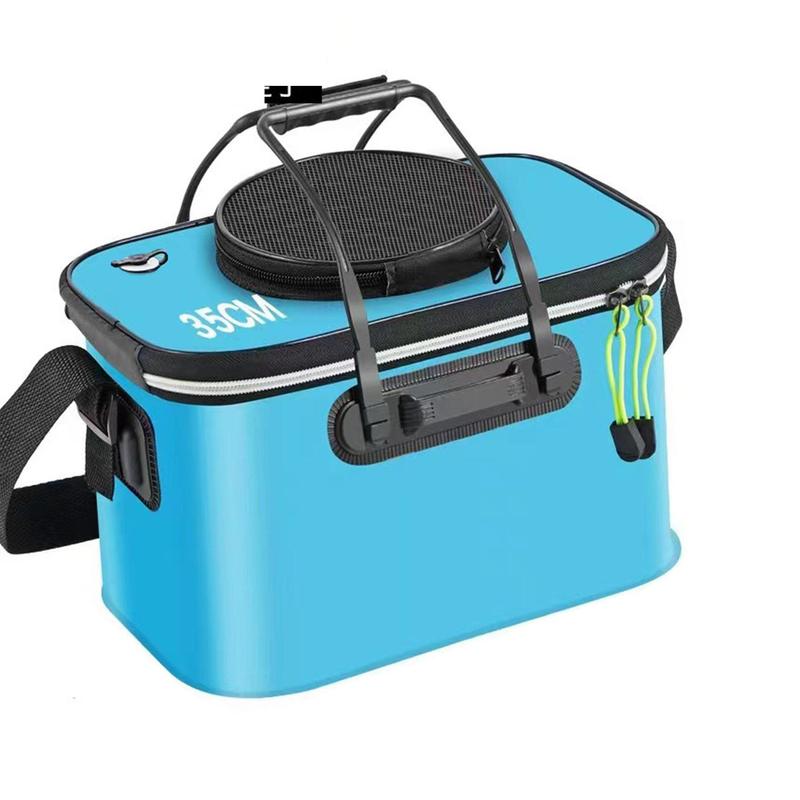 Foldable Fishing Bucket, Portable Large Capacity Fishing Box with Shoulder Strap, Outdoor Fishing Tool, Fishing Accessories