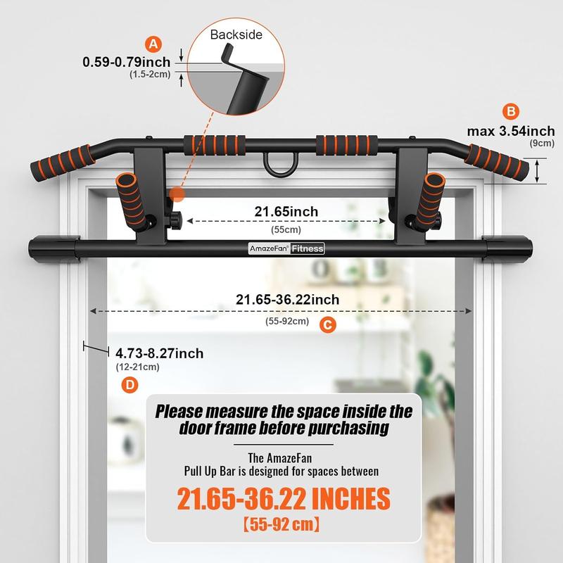 AmazeFan Pull Up Bar Doorway with Ergonomic Grip - Fitness Chin-Up Frame for Home Gym Exercise - Multi-Angle Grip - 2024 Upgrade Smart Hook (Fits Almost All Doors)