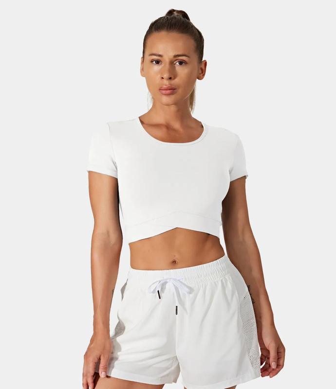 Halara Softlyzero️ Airy Crossover Hem Cropped Sports Top