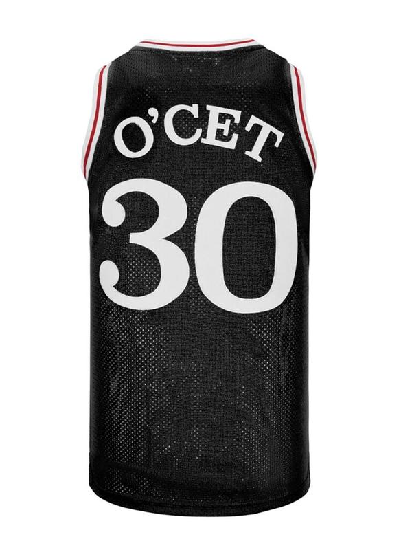 Men's Letter & Number 30 Embroidery Contrast Binding Sport Basketball Jersey, Regular Fit Sporty Sleeveless Round Neck Basketball Vest, Summer Sportswear for Men