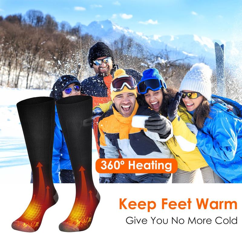 Electric Heated Socks for Men Women Battery Powered Heated Socks Rechargeable Feet Warmer with 4 Temperature Levels Indoor Outdoor Machine Washable