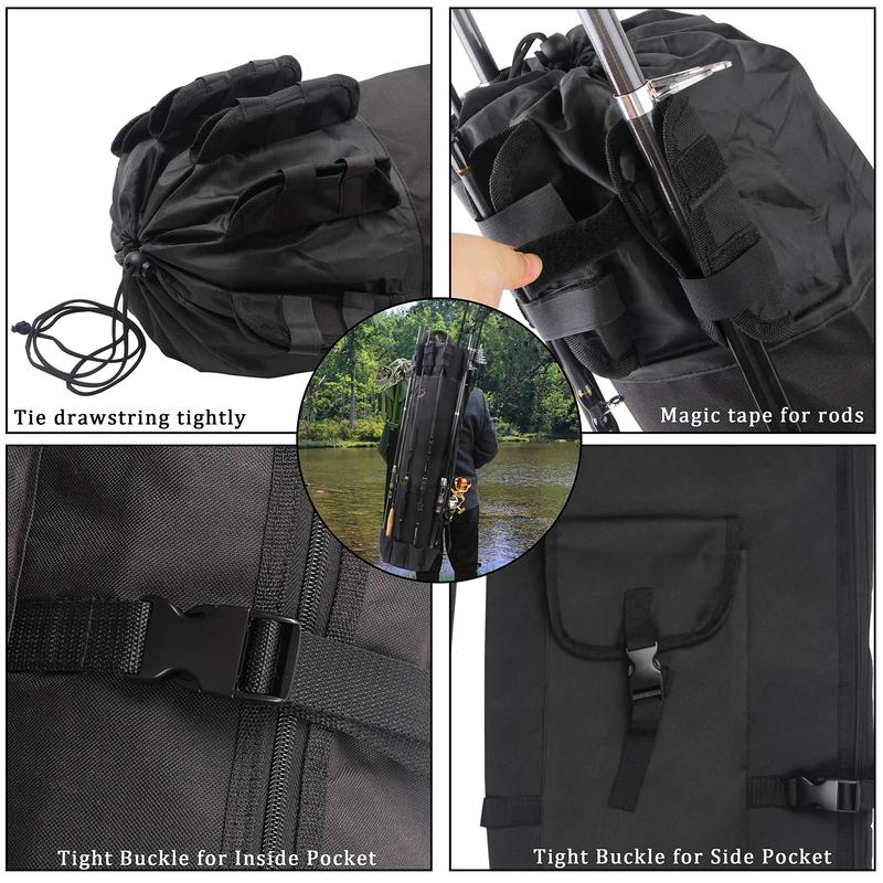 Fishing Rod Carrier Fishing Pole Bag Fishing Rod Case Fishing Bag Fishing Gear Equipment Fishing Rod Bag Travel Carry Case Large Capacity Waterproof Fishing Reel Bag Case Fishing Gifts for Men