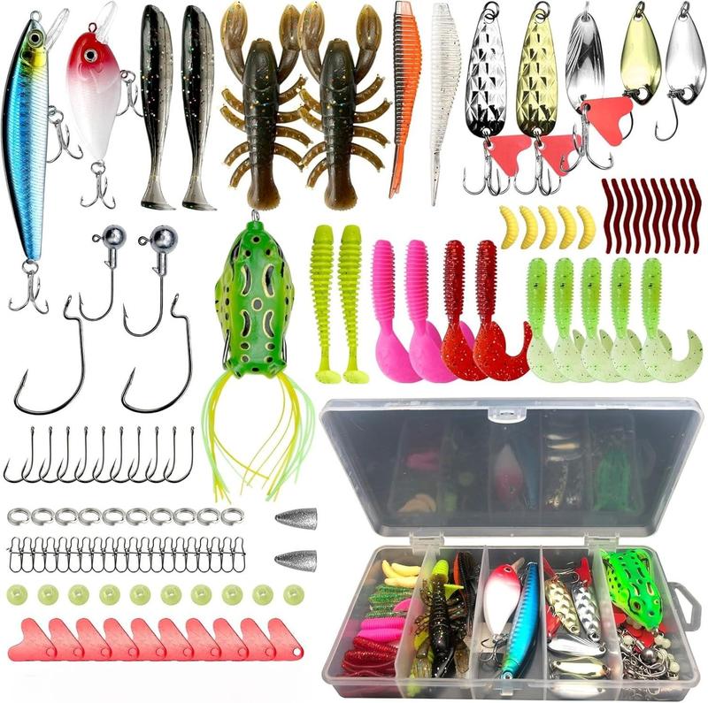 Fishing bait set, fishing lures with hooks, multi-functional fishing accessories suitable for oceans, freshwater lakes and streams, outdoor fishing accessories.