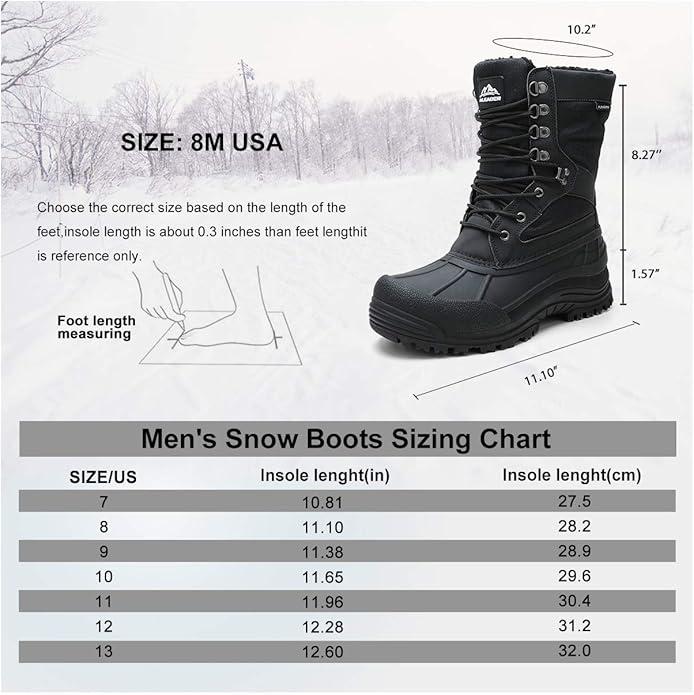 ALEADER Men's Classic Outdoor Winter Snow Boots Waterproof and Non-slip Multifunctional Thinsulate Hiking Shoes