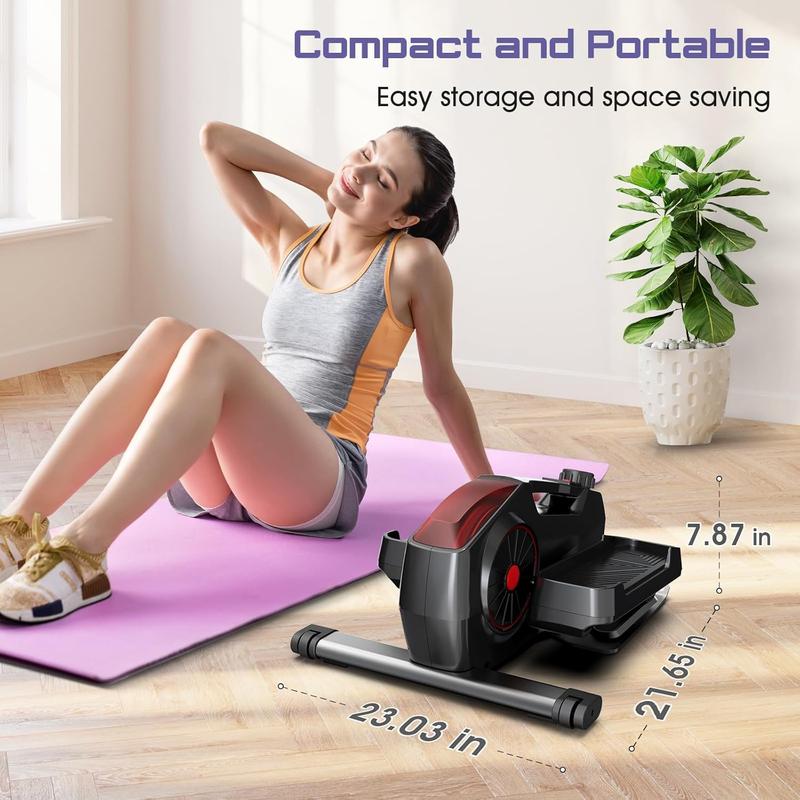 Under Desk Elliptical Machine, Magnetic Resistance Ellipse Leg Exerciser Equipment for Seniors with Mobile Wheel, Seated Pedal Exerciser with 8 Resistance Levels for Home Office