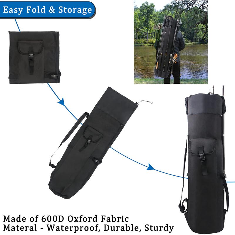 Fishing Rod Carrier Fishing Pole Bag Fishing Rod Case Fishing Bag Fishing Gear Equipment Fishing Rod Bag Travel Carry Case Large Capacity Waterproof Fishing Reel Bag Case Fishing Gifts for Men