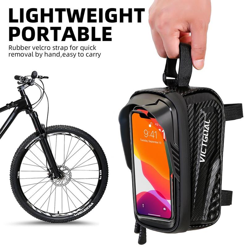 Bicycle Top Tube Frame Bag, Waterproof Touch Screen Phone Storage Bag, Large Capacity Cycling Accessories for Mountain Bike Road Bike