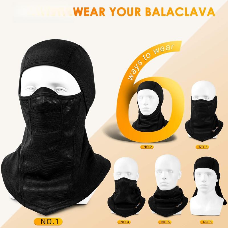 Ski Mask Windproof Balaclava for Cold Weather, Winter Face Mask Breathable Stretchable for Skiing, Snowboarding, Black