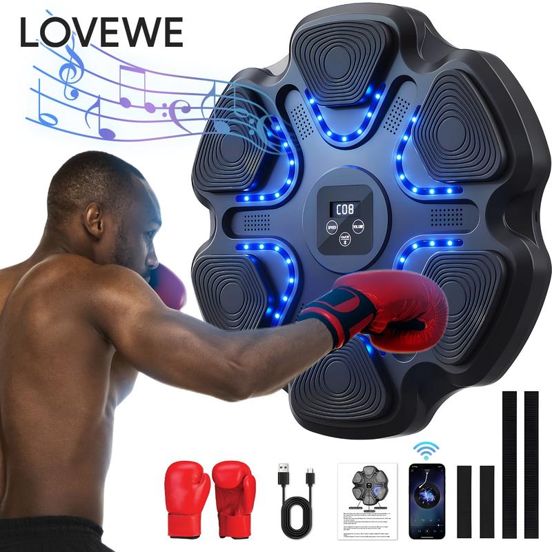 LoveWe Music Boxing Machine with Boxing Glove, Fitness Equipment, Adult Interactive Fitness and Reflection Workout Devices, USB Charging, Home Fitness Boxing Machine Wall-Mounted Boxing Target Machine