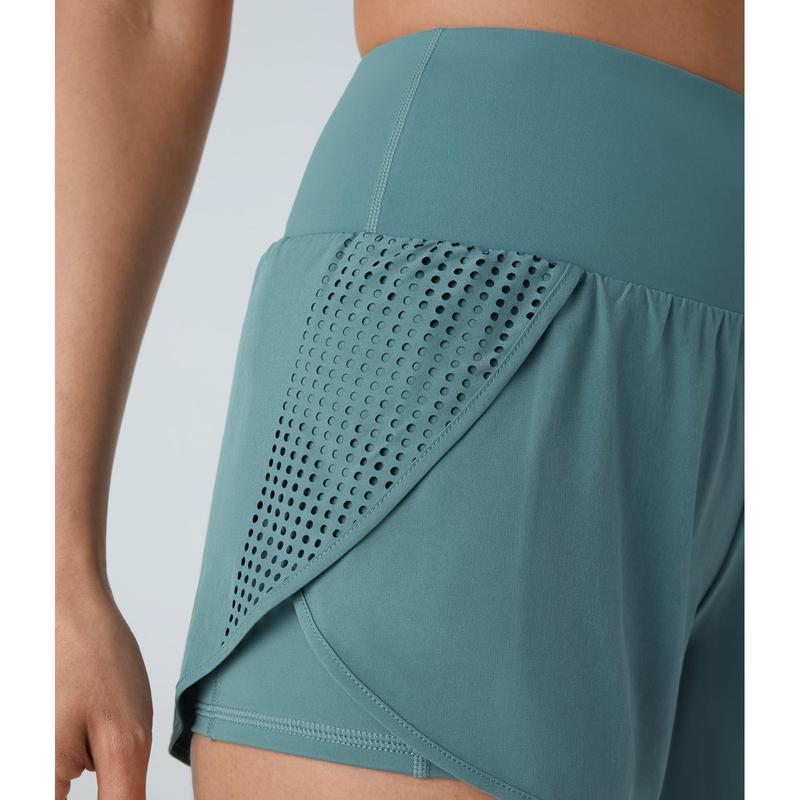 Halara Breezeful™ High Waisted Mesh 2-in-1 Side Pocket Quick Dry Yoga Shorts