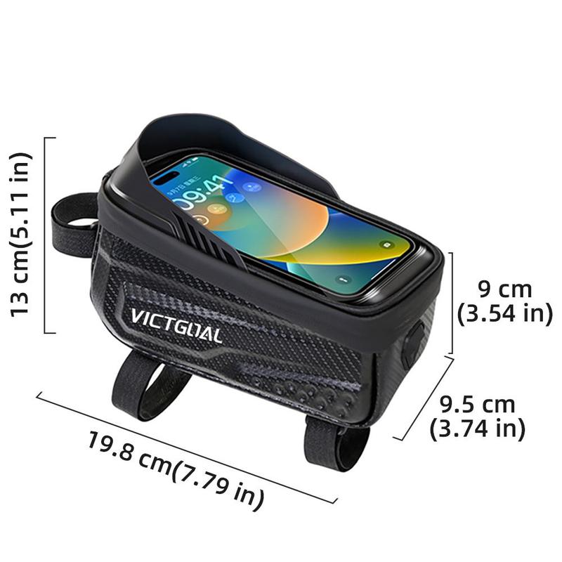 Bicycle Top Tube Frame Bag, Waterproof Touch Screen Phone Storage Bag, Large Capacity Cycling Accessories for Mountain Bike Road Bike