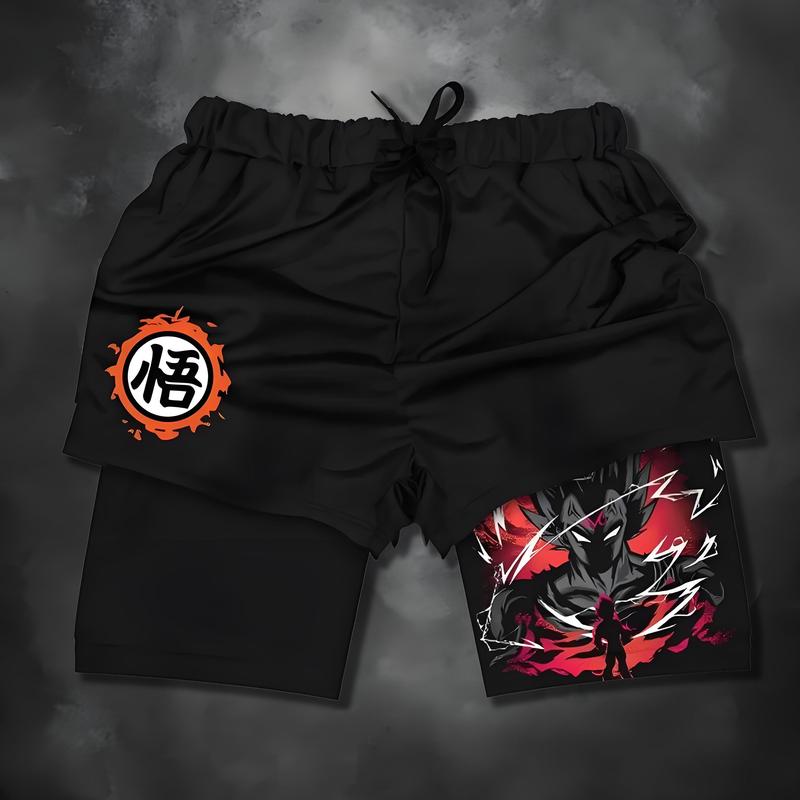 2024 New Dragon Ball Son Goku Shorts Anime Men Double Layer Sports Short Pants Cartoon Sportswear Jogger Breathable Beach Pants