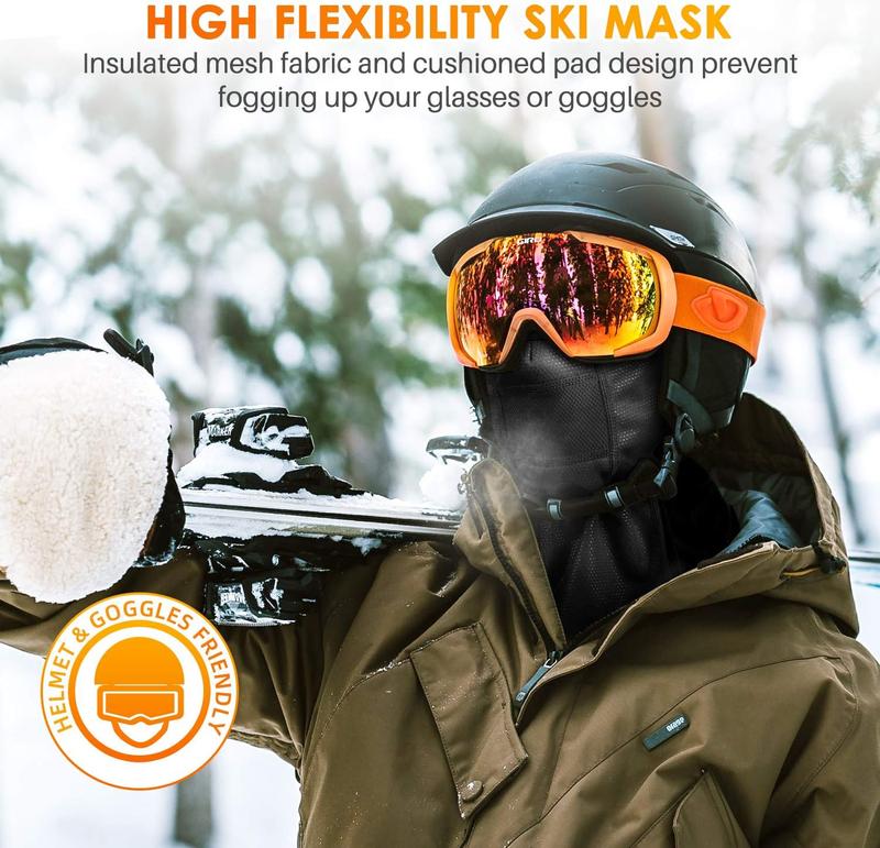 Ski Mask Windproof Balaclava for Cold Weather, Winter Face Mask Breathable Stretchable for Skiing, Snowboarding, Black