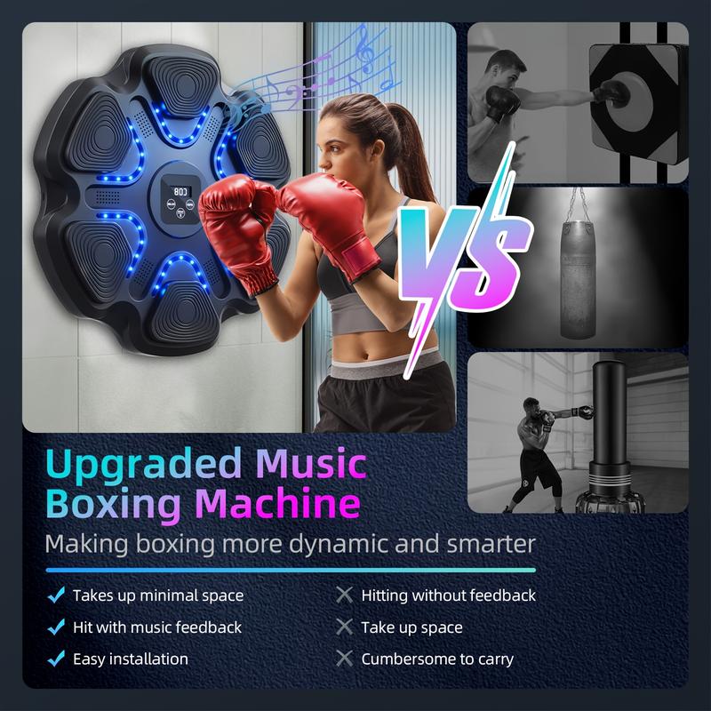 LoveWe Music Boxing Machine with Boxing Glove, Fitness Equipment, Adult Interactive Fitness and Reflection Workout Devices, USB Charging, Home Fitness Boxing Machine Wall-Mounted Boxing Target Machine