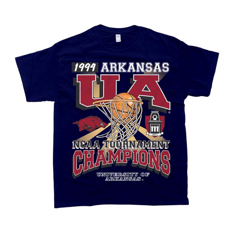 University of Arkansas Tournament Champs NCAA Merch, graphic vintage sports tees summer shirts for men