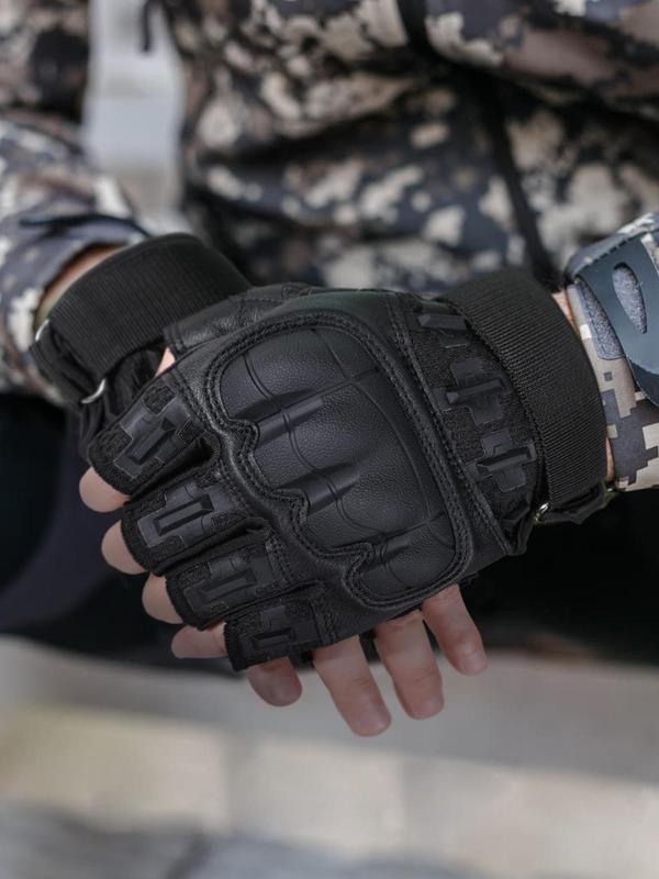 Outdoor Sports Camo Pattern Half Finger Gloves, Cycling Gloves, Anti-slip Wear-resistant Protective Gear for Men & Women