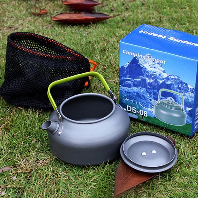 Portable Camping Kettle, 0.8L Outdoor Camping Kettle with Mesh Bag, Camping Kitchenware for Outdoor Camping Hiking Picnic