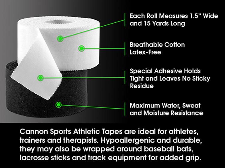 Cannon Sports Athletic Tape Single Roll - Latex-Free, Easy-Tear, Waterproof