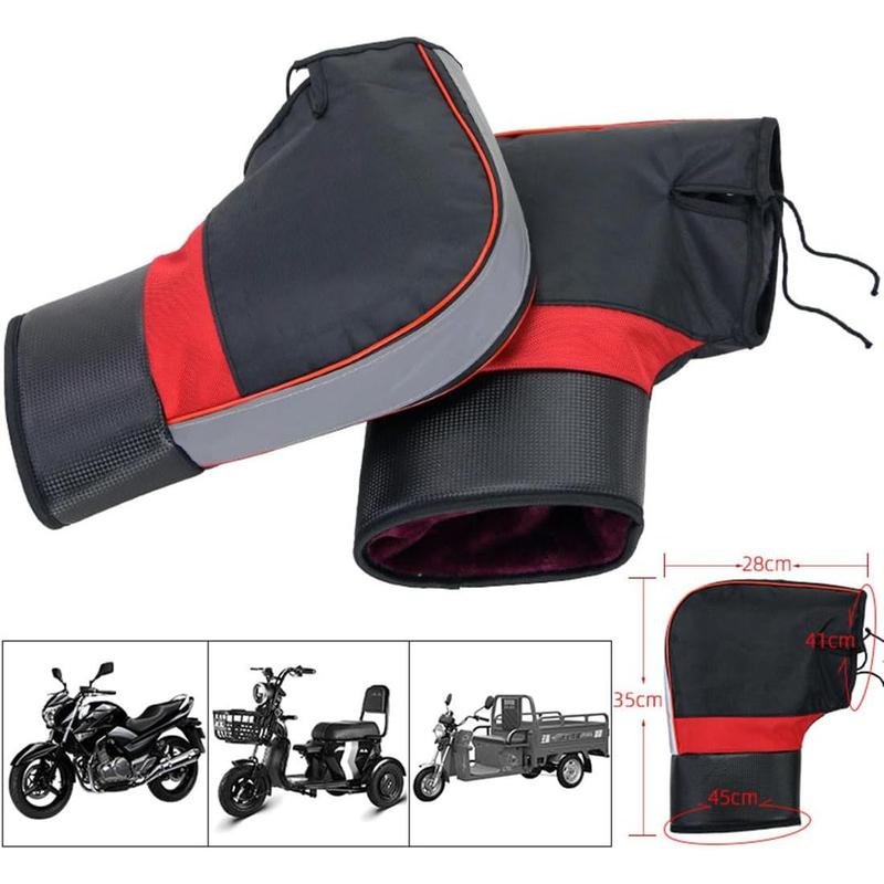 Motorcycle Handlebar Gloves Windproof Waterproof Winter Cycling Gloves Mittens Universal Motorbike Hands Warmer Snowmobile Scooter ATV Motorbike Handle Grip Gloves Thermal Gloves E- bike Cycling Gloves