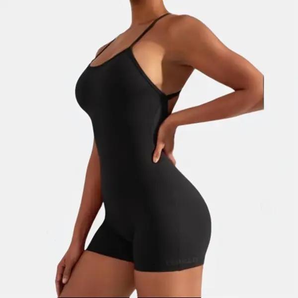 YEOREO One Piece Workout Jumpsuits for Women Sleeveless Backless Tummy Control Jumpsuits Liza V Back Scrunch Yoga Romper