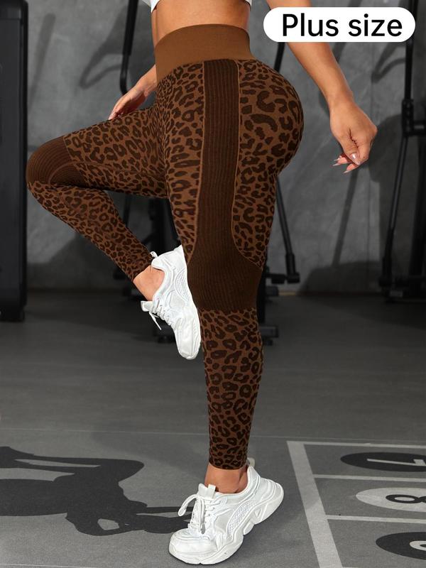  Leopard Print High Waist Sports Leggings, Casual Comfy Breathable Skinny Pants for Yoga Gym Workout, Women's Sport & Outdoor Clothing for All Seasons