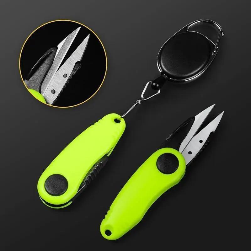 Outdoor Foldable Scissors with Retractable Tether, Stainless Steel Scissors & ABS Shrimp Wire Cutter, Multifunctional Scissors for Outdoor