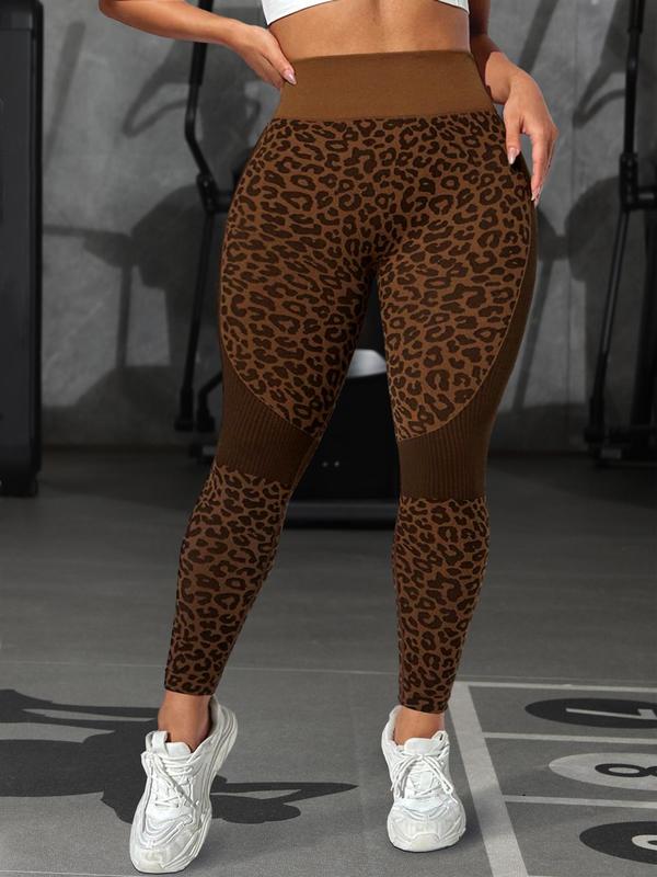  Leopard Print High Waist Sports Leggings, Casual Comfy Breathable Skinny Pants for Yoga Gym Workout, Women's Sport & Outdoor Clothing for All Seasons