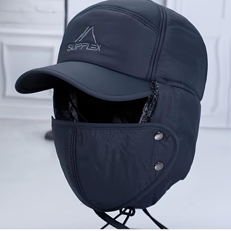 Winter Thermal Hat with Ear Flaps & Detachable Face Mask - Windproof, Perfect for Skiing, Skating & Mountain Biking