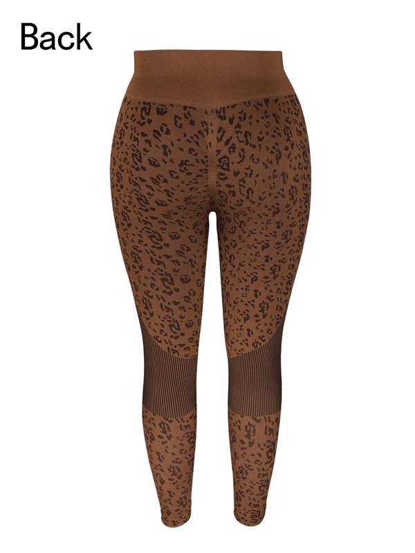  Leopard Print High Waist Sports Leggings, Casual Comfy Breathable Skinny Pants for Yoga Gym Workout, Women's Sport & Outdoor Clothing for All Seasons