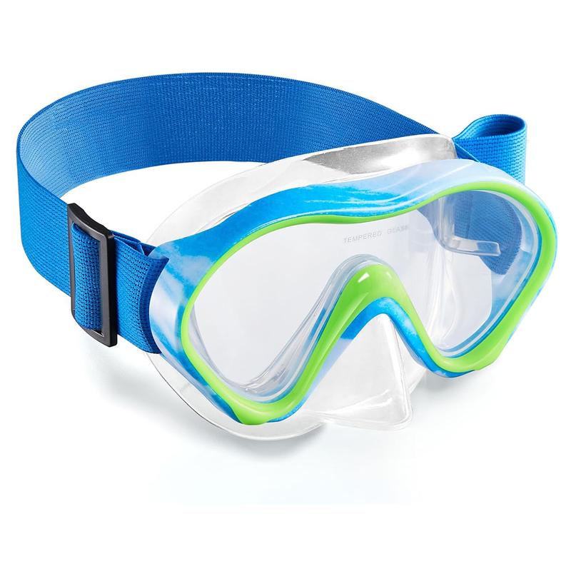 Aegend Swim Goggles with Nose Cover for Kids Boys and Girls Snorkel Mask Wide View No Leak Anti Fog for Diving - Knitted Strap 1 Pack