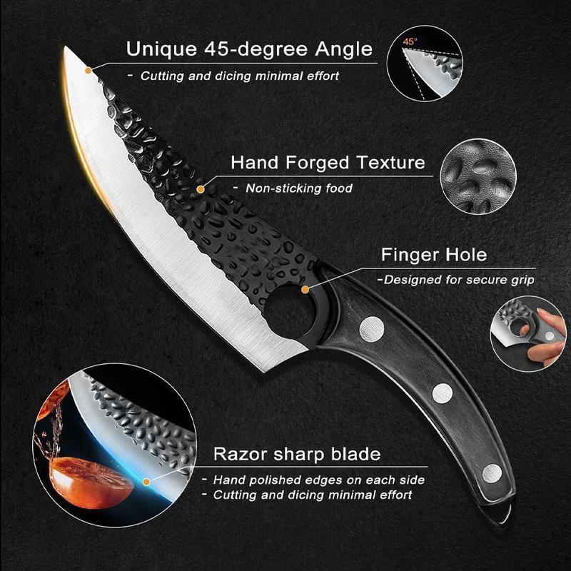 Outdoor Camping Hiking Knife, Stainless Steel Bone Planer Knife, Handheld Knife with Leather Case, Kitchenware for Outdoor Camping Hiking