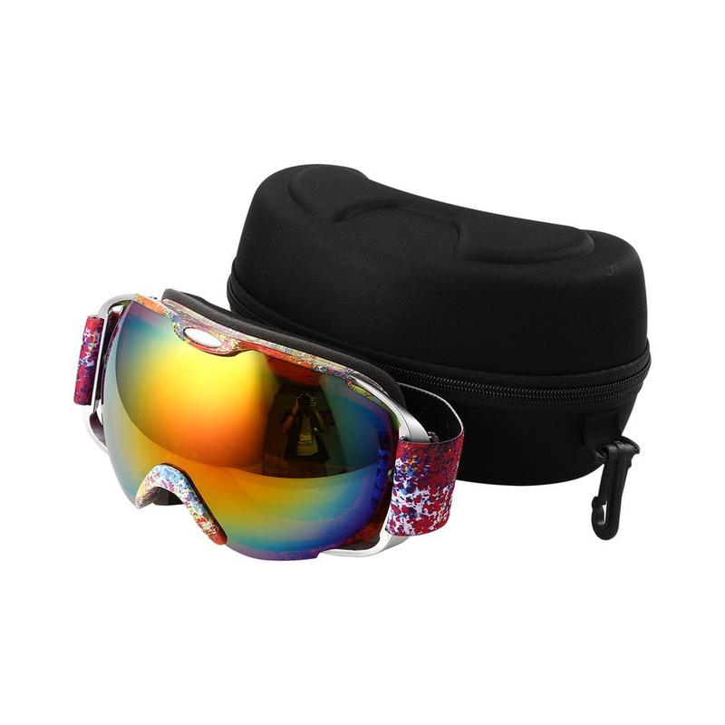 Ski Snowboard Snowmobile Goggles with Magnet Fast Lens Changing UV400 Protection Anti-fog Spherical Frameless Goggles