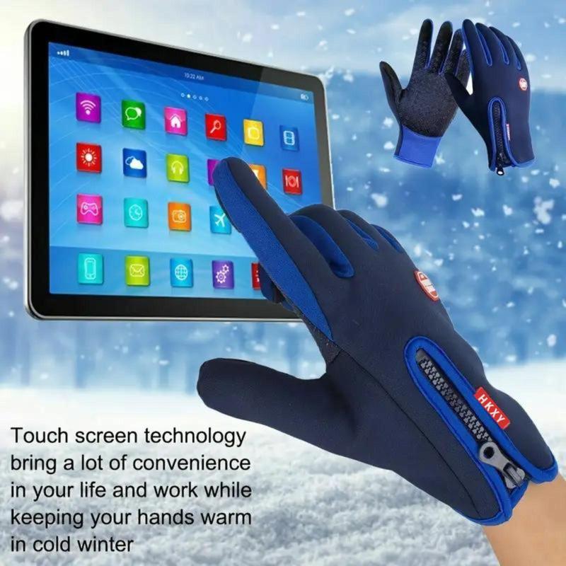 Winter Gloves for Men Gifts, 1 Pair Warm Touchscreen Gloves, Zipper Design Waterproof Gloves for Cycling and Outdoor Sports, Gym Accessories