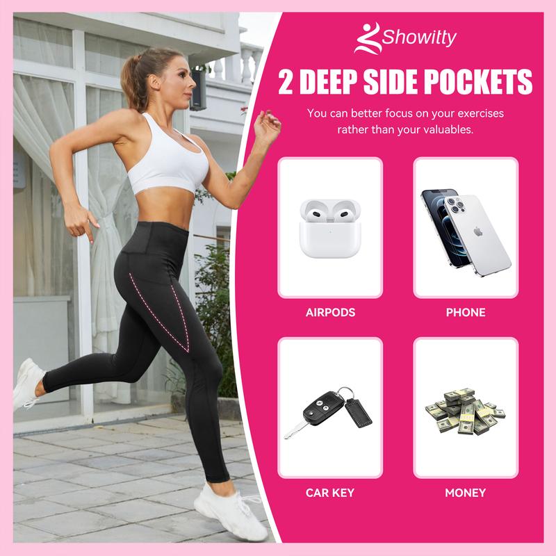 SHOWITTY 1 3 Pack Leggings for Women with Pockets - Plus Size High Waist Women's Workout Running Yoga Pants