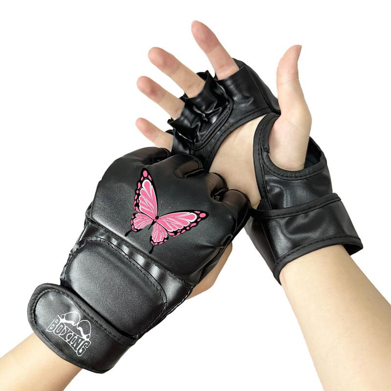 Butterfly Pattern Half Finger Boxing Gloves, 1 Pair Professional Training Punching Gloves, Sandbag Protective Gloves for Men & Women