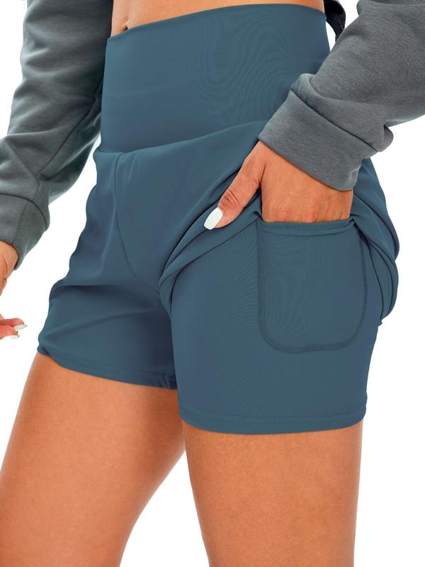 Women's 2 in 1 Pocket High Waist Back To School Sports Shorts, Gym Shorts, Gym Shorts for Women, Casual Comfy Breathable High Stretch Yoga Shorts for Gym Workout Running, Gym Clothing, Fall Outfits 2024, Ladies Fall Sportswear, Shorts for Women