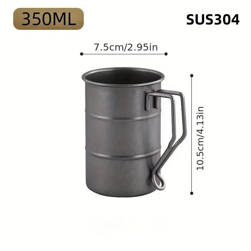 Stainless Steel Water Cup, 1 Count Vintage Mug with Handle, Portable Drinking Cup for Outdoor Camping, Party Drinking Cup