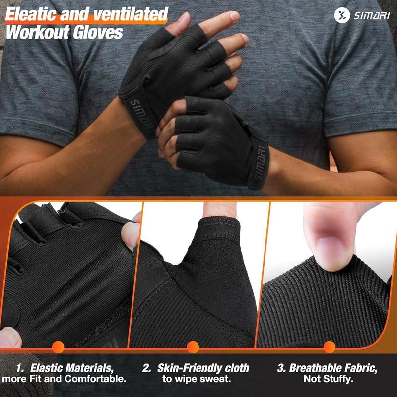 Breathable Half Finger Cycling Gloves, Men's Sports Gloves, Non-slip Gloves for Motorcycle & Bicycle Riding, Outdoor Sports & Fitness