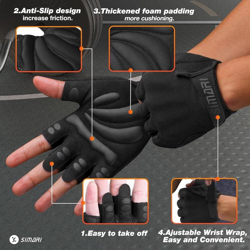 Breathable Half Finger Cycling Gloves, Men's Sports Gloves, Non-slip Gloves for Motorcycle & Bicycle Riding, Outdoor Sports & Fitness