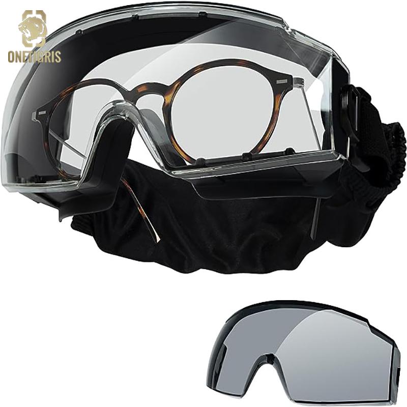 ONETIGRIS Goggles Over Glasses, Anti Fog Eyeglasses, Safety OTG Goggles Protection with Interchangeable Len