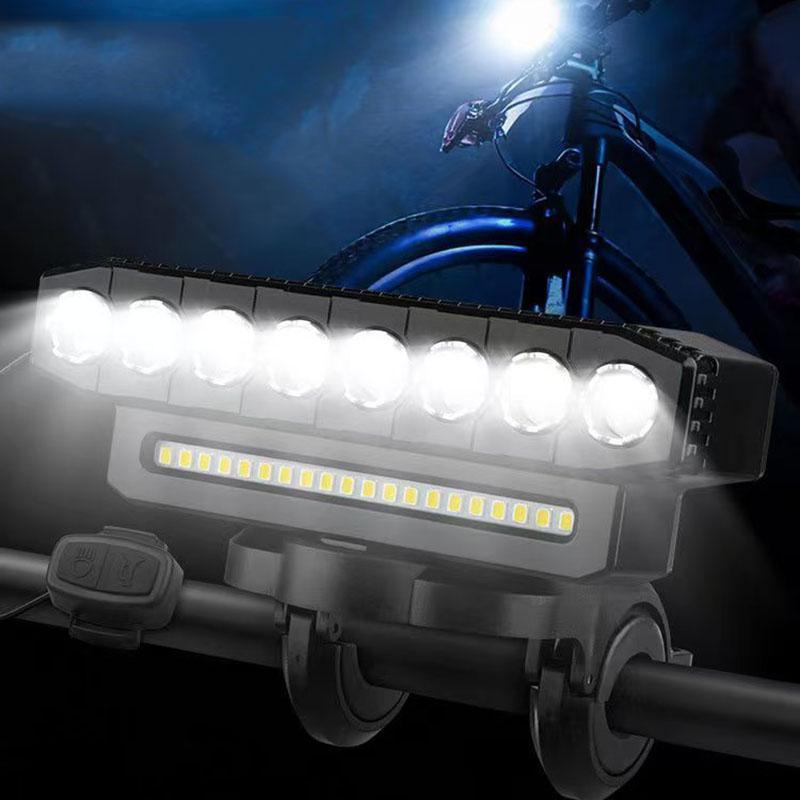 Bicycle Front Light with Horn, USB Rechargeable Waterproof Bike Front Light, LED Bike Headlight with 6 Modes, Bicycle Accessories, Christmas Gift