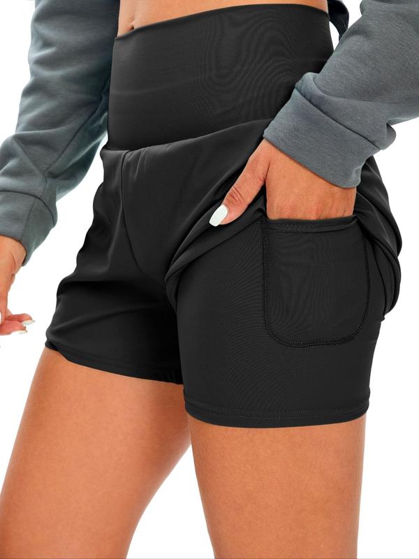 Women's 2 in 1 Pocket High Waist Back To School Sports Shorts, Gym Shorts, Gym Shorts for Women, Casual Comfy Breathable High Stretch Yoga Shorts for Gym Workout Running, Gym Clothing, Fall Outfits 2024, Ladies Fall Sportswear, Shorts for Women