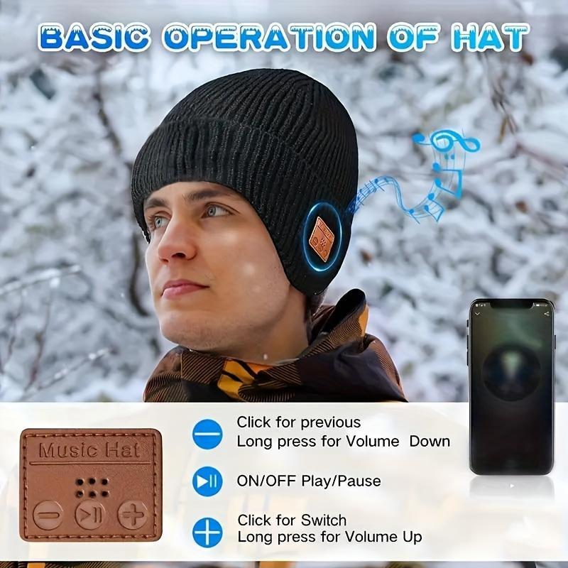 Wireless Beanie Hat with Music Player, Rechargeable Wireless Beanie Hat with Volume Control, Sports & Outdoor Hats for Outdoor Activities & DJ