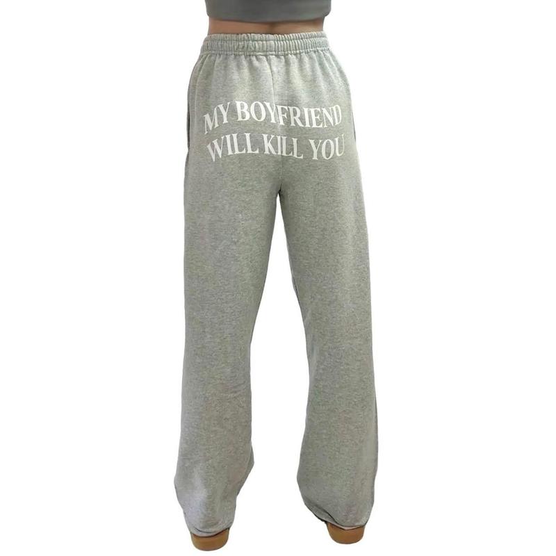 My Boyfriend Will K*ll You Sweatpants, Open Bottom Sweats with Pockets, I Love My Boyfriend, Relationship Gift