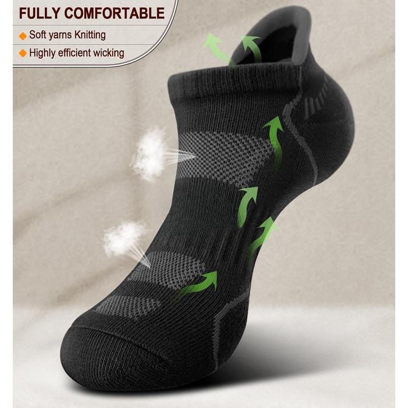 Men Running Socks 6Pairs-Ankle Athletic Socks Wicking Cushioned for Men Walking-Arch Compression Support