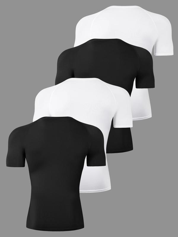 Men's Solid Round Neck Raglan Sleeve Sports Tee, Quick Drying Breathable Crew Neck T-Shirt, Casual Sporty Top for Summer