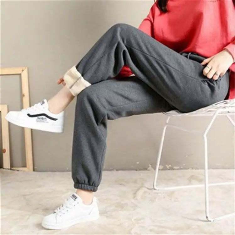 Winter Women Sport Pants Sweatpants Workout Fleece Trousers Solid Thick Warm Winter Female Running Jogger Pants