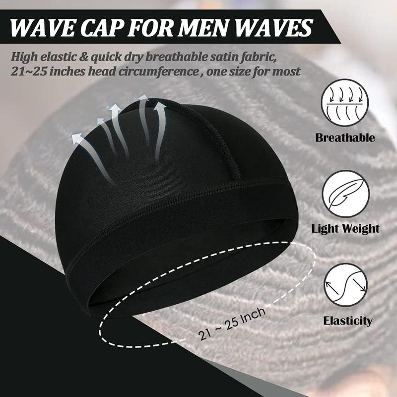 4 Count Elastic Silky Wave Cap, Satin Men Doo Rags Caps for 360, 540, 720 Waves, Great for Athletes, Hip-hop Lovers and so on