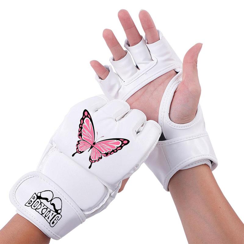 Butterfly Pattern Half Finger Boxing Gloves, 1 Pair Professional Training Punching Gloves, Sandbag Protective Gloves for Men & Women