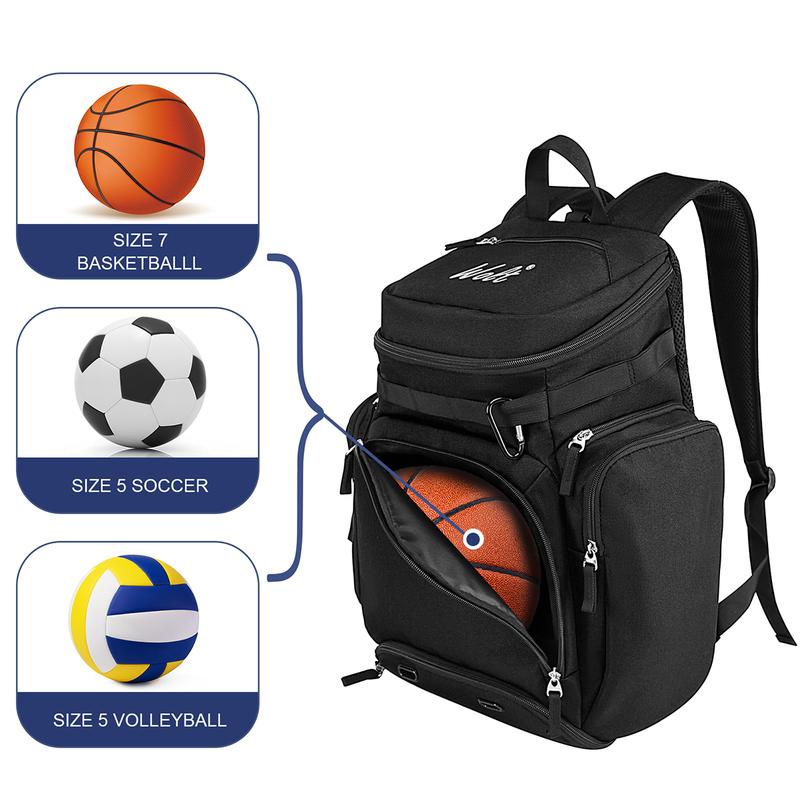 WOLT | Basketball Backpack Bags with Separate Ball Compartment and Shoes Pocket，Large Sports Equipment Bag for Basketball, Soccer, Rugby, Volleyball, Baseball Sport,Outdoor Sports Equipment Bag,Gym Bag